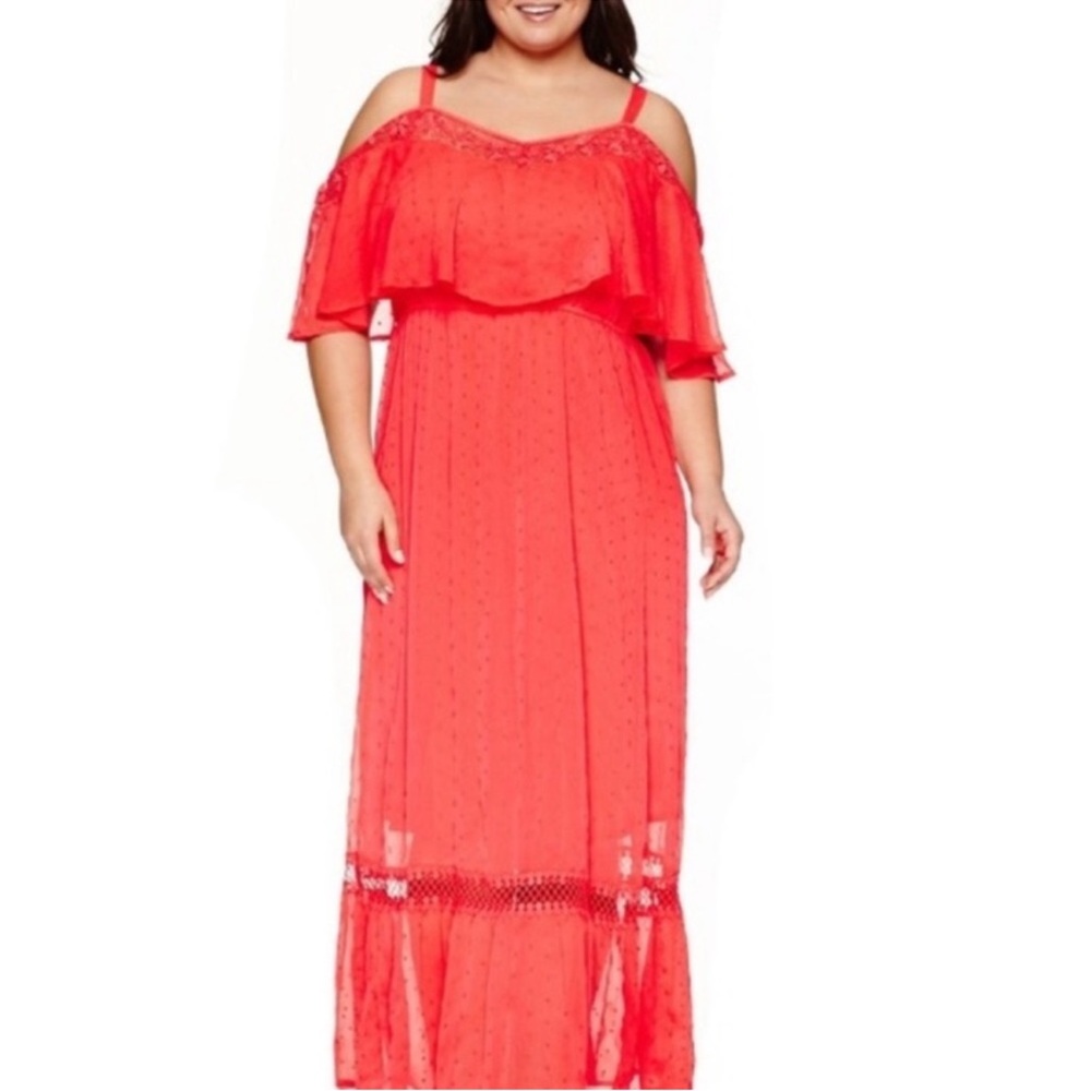 ASHLEY NELL TIPTON for BOUTIQUE 🪸CORAL🪸 MAXI DRESS PLUS SIZE 2X 🌟EUC🌟